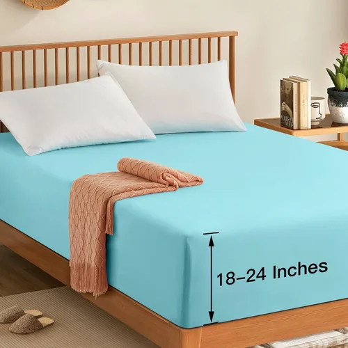 Manyshofu Sábana Bajera de Bolsillo Extra Profundo Queen – Solo Sábana Bajera de Bolsillo Profundo de 1800 Hilos Hotel, Compatible con Colchones de