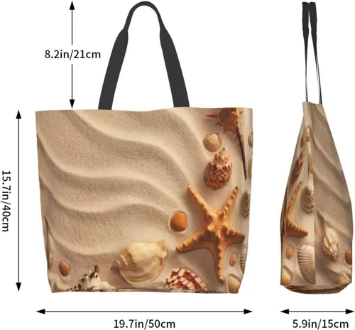Miniatura 7 de Bolsa de mano de verano para playa, con estrellas de mar, grande, casual, para mujer, bolsas de hombro reutilizables para el trabajo, compras