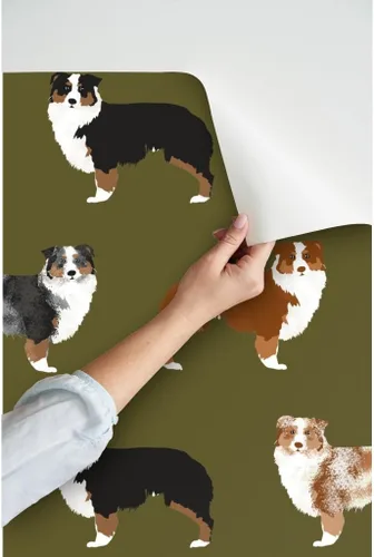 Miniatura 3 de Spoonflower Papel tapiz para despegar y pegar - Perros australianos lindo pastor australiano rojo azul australiano Aussies Black Tan Pastores