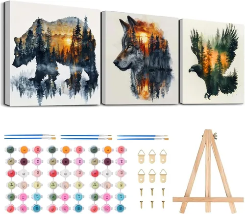 Miniatura 30 de Meothan Kits de pintura por números para adultos enmarcados, pintura de otoño por números para adultos principiantes, kits de pintura de calabaza