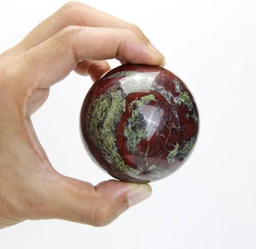 Miniatura 4 de Esfera de piedra de sangre de dragón natural de 2.559 in con soporte de madera, bola de cristal curativo, piedra preciosa mineral, adivinación