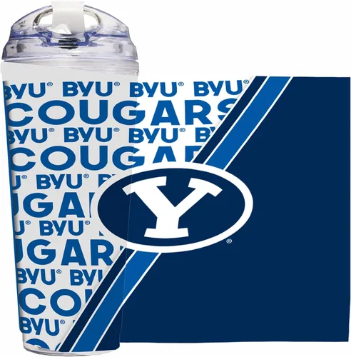 Miniatura 121 de Rico Industries Taza acrílica NCAA estándar de 24 onzas con tapa con bisagra, taza de doble pared oficialmente licenciada con pajita