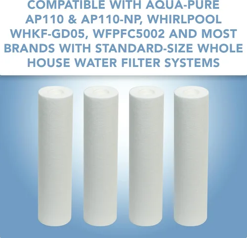 Miniatura 2 de CFS Filtro de agua para toda la casa, filtro de carbono de sedimentos de 5 micrones para agua más limpia en casa, paquete de 4