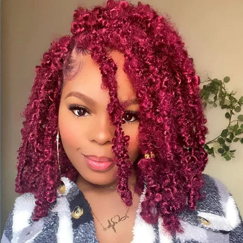 Miniatura 53 de ZRQ Butterfly Locs Cabello de Ganchillo Corto 6 Paquetes Negro Cabello Bob de Ganchillo 8 Pulgadas Locs Sintéticos Desordenados Desgastados Trenzas