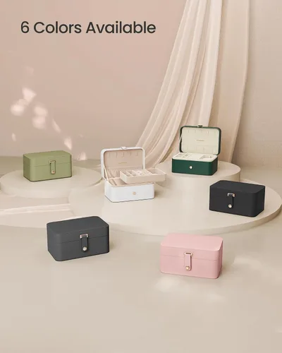 Miniatura 46 de SONGMICS Caja organizadora de joyas, estuche de viaje de 2 capas para aretes, collares, pulseras, almacenamiento portátil de joyas con gran Verde