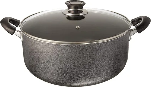 Miniatura 2 de Uniware Olla de aluminio antiadherente con tapa de vidrio, color negro (10 cuartos de galón)