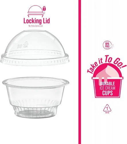 Miniatura 4 de Vasos de postre de plástico transparente de 8 onzas con tapas de cúpula sin agujero, 50 juegos de cuencos desechables para helados, parfait