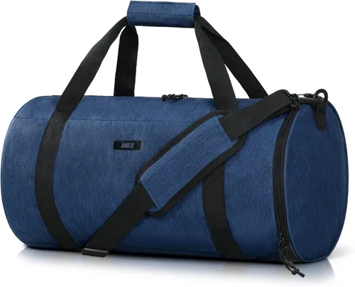 MIER Bolsa de deporte redonda con compartimento para zapatos y bolsillo húmedo, bolsa de mano ligera para hombres y mujeres, entrenamiento, fitness,