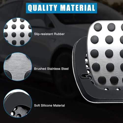 Miniatura 2 de Cubierta de pedal de freno y gasolina: acero inoxidable cepillado con almohadillas antideslizantes de goma compatibles con Mercedes-Benz