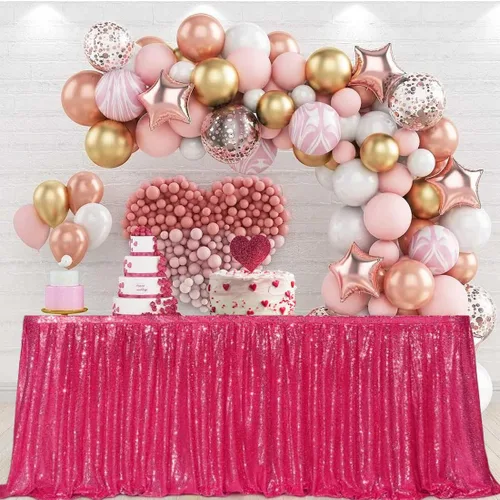 Miniatura 14 de PartyDelight Falda de mesa de lentejuelas doradas de 4 pies para mesa redonda/rectangular/cuadrada para fiesta de cumpleaños, boda, Navidad