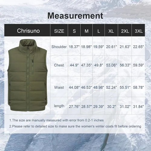 Miniatura 7 de Chrisuno Chaleco de esquí acolchado de invierno ligero para hombre, ropa de abrigo plegable