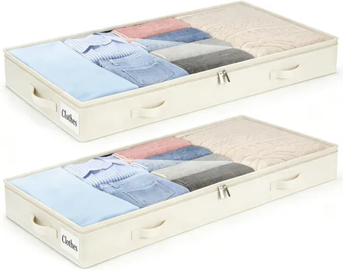 Miniatura 22 de Contenedores de almacenamiento debajo de la cama, paquete de 2 unidades, 4 pulgadas delgado de perfil bajo debajo de la cama, organizador