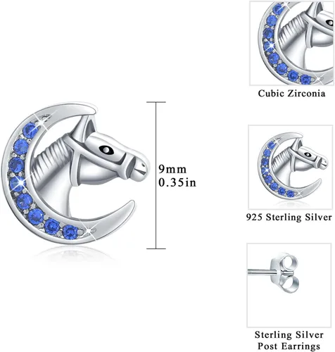 Miniatura 3 de ECHOOY Horse Stud Earrings 925 Sterling Silver Cute Horse Earrings Hypoallergenic Lucky Horse Jewelry Gifts Horse Lover Gift for Women Girls Teens