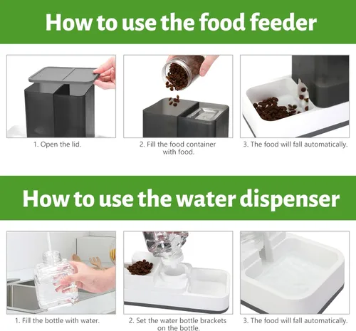 Miniatura 4 de Yummy Sam Comedero automático para mascotas pequeñas y dispensador de agua, 2 en 1 por gravedad para gatos, juego de comedero y bebedero automático
