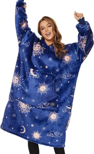 Miniatura 69 de Three Poodle - Manta con capucha portátil para niños, sudadera de sherpa de gran tamaño con capucha gigante, manta con capucha cálida y acogedora