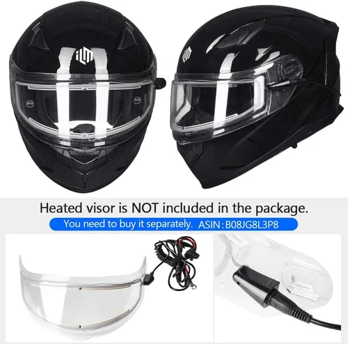 Miniatura 4 de ILM Cascos para moto de nieve y motocicleta con cara completa, película antiempañante Pinlock para hombres y mujeres, con visera térmica opcional