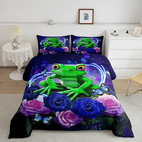 Miniatura 8 de jejeloiu Lindo juego de edredón de mariquita roja de dibujos animados, juego de ropa de cama para niños y niñas, decoración de animales kawaii