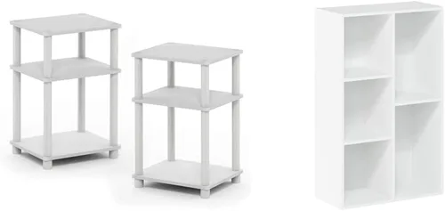 Miniatura 8 de Furinno Juego de mesa auxiliar y mesa auxiliar de 3 niveles (paquete de 2)
