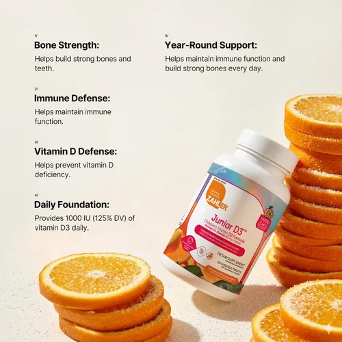 Miniatura 5 de Tabletas masticables de vitamina D3, de 1000IU, para niños. Fácil digestión, con la dosis justa de vitamina D3 para niños de 1000 IU. Con