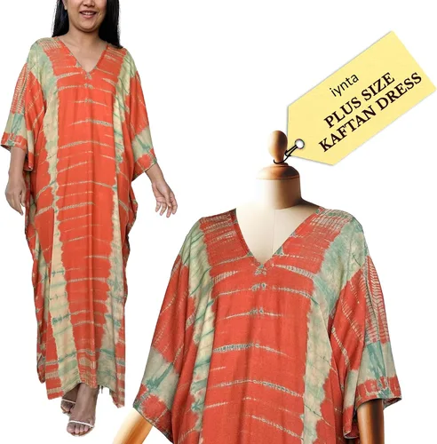 Miniatura 22 de Vestidos caftán hechos a mano en talla grande para mujer, vestido de gran tamaño teñido anudado, salida de baño para vacaciones y salidas nocturnas
