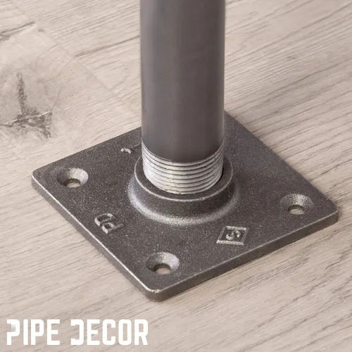 Miniatura 9 de PIPE DECOR - Brida de piso cuadrada de 1 pulgada, paquete de 4 unidades, hierro maleable, compatible con tubos de plomería de acero negro de un