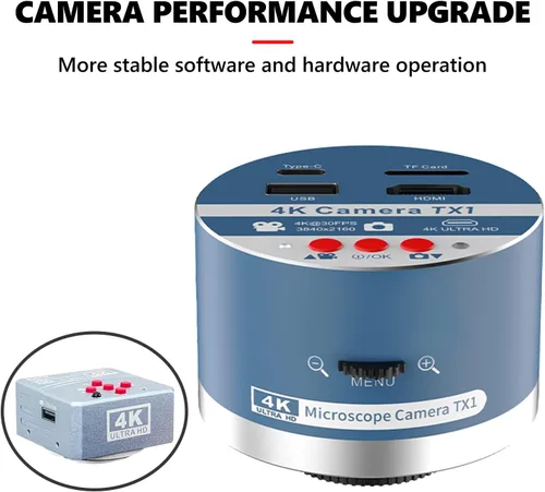 Miniatura 4 de HengTianMei Microscopio de zoom estéreo trinocular TX-350E equipado con una cámara 4K, oculares WF10x, aumento 7X-50X, microscopio de soldadura