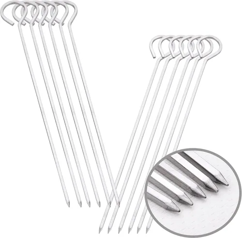Miniatura 8 de Pinchos de barbacoa de 10 pulgadas, palitos de metal para barbacoa, paquete de 12 pinchos cuadrados de acero inoxidable, kebob, juegos de kabob