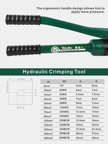 Miniatura 5 de Crimpadora de cables hidráulicos de 16 toneladas, herramienta de prensado de terminales de cable de batería con troqueles de cable estándar de EE.