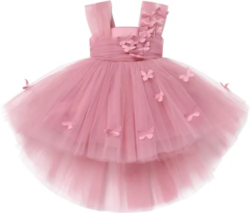 Miniatura 4 de Vestido de mariposa para niña pequeña, sin mangas, vestido de tul de mariposa, vestidos de cumpleaños, concursos de boda, fiesta, vestidos altos