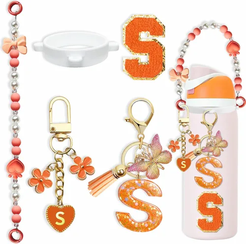 Miniatura 97 de Lindo Juego de Dijes de Letras para Botella de Agua Owala de 24oz, 32oz, 40oz, Owala Kids y Vaso de Café, FreeSip – Incluye Correa con Asa, para Rosa