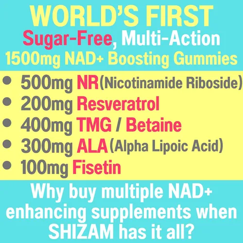 Miniatura 2 de Gomitas sin azúcar de 1500 mg NAD+ NAD + Plus NR TMG ALA Trans-Resveratrol Fisetina Suplementos Nicotinamida ribósido trimetilglicina ácido alfa