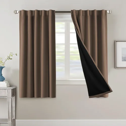 Miniatura 107 de H.VERSAILTEX Cortinas 100% opacas para dormitorio con forro negro, cortinas de oscurecimiento de habitación completa, con aislamiento térmico