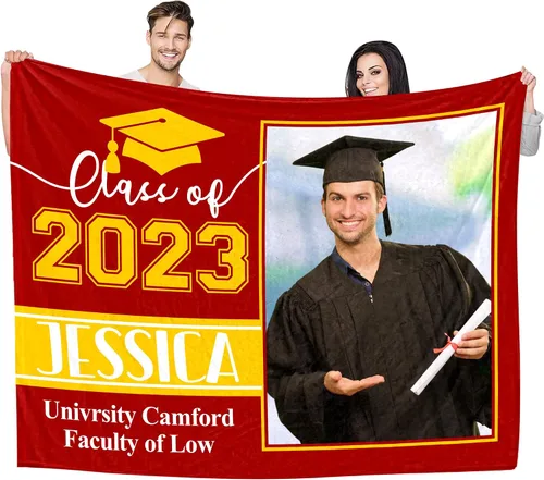 Miniatura 9 de YESCUSTOM Manta de graduado personalizada con collage de fotos, manta de fotos personalizada para graduados de clase de 2023, manta personalizada