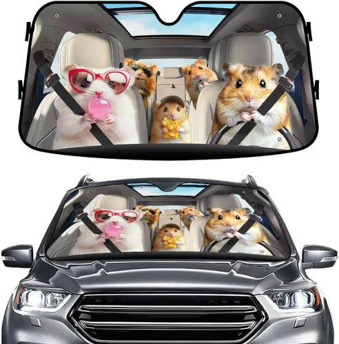 Miniatura 43 de GENANY - Cubierta de parabrisas de flamenco para automóvil, SUV, camión (55 x 30 pulgadas), protector térmico plegable, persianas para ventanas
