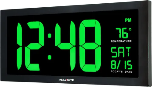 Miniatura 3 de AcuRite Reloj LED de gran tamaño, 18 pulgadas / verde