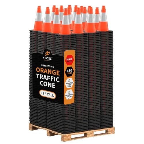 Miniatura 11 de Xpose Safety Conos de tráfico naranjas de 12 pulgadas con collar de 4 pulgadas, paquete de 4 conos de seguridad de plástico PVC multiusos