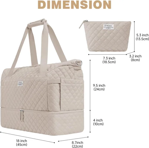 Miniatura 5 de Bolsos Weekender para mujer, Caqui, Bolsa de viaje