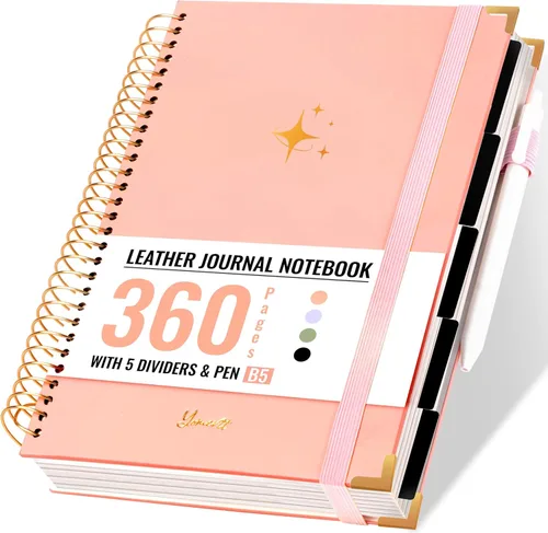 Miniatura 17 de Cuaderno de espiral de tapa dura con pestañas de 8 x 10 pulgadas, diarios grandes con líneas en espiral para mujeres con divisores, 240 páginas, D