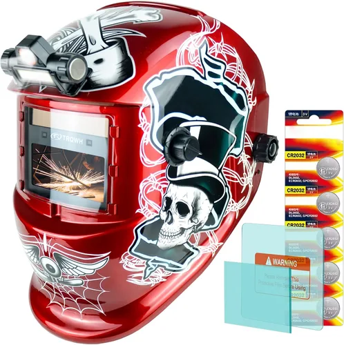 Miniatura 11 de TRQWH - Casco de soldar con luz, color real, oscurecimiento automático, cascos de soldadura para hombres, con energía solar, con capucha