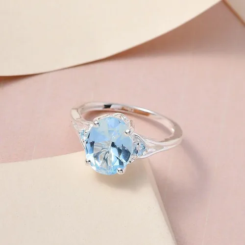 Miniatura 5 de Compra hermosos anillos de compromiso LC para mujer, piedra de topacio azul, plata de ley 925, piedra natal de amor, Metal, Topacio