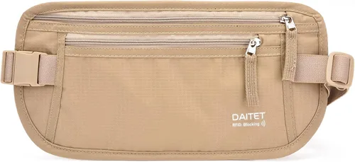 Miniatura 71 de DAITET Cinturón de dinero, soporte para pasaporte, cartera de viaje oculta segura con bloqueo RFID, riñonera encubierta (negro), Negro, Rfid