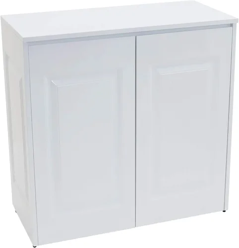 Miniatura 11 de Household Essentials Armario clasificador de ropa inclinable con frente de persiana, blanco, persiana de madera blanca Obturador de madera blanca