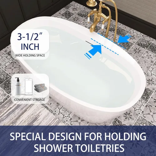 Miniatura 3 de Bañera independiente de acrílico de 59", bañera independiente, bañera independiente, bañera de remojo, certificado cUPC, YL (blanco brillante)