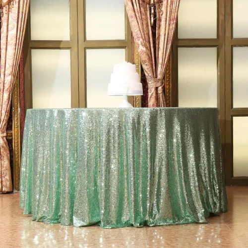 Miniatura 11 de Eternal Beauty Mantel de lentejuelas doradas de 120 pulgadas, mantel redondo brillante con purpurina para decoración de bodas, fiestas de cumpleaños
