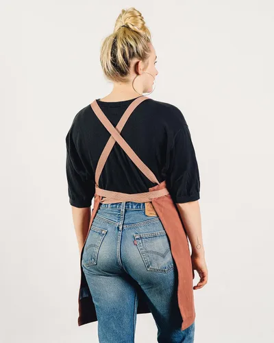 Miniatura 2 de Caldo Delantal de cocina Crossback para cocinar, para hombre y mujer, delantal profesional para chef o servidor, estilo cruzado ajustable, rústico