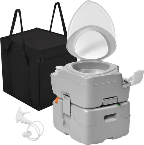 Miniatura 12 de YITAHOME Inodoro portátil para acampar con cuenco ampliado diagonal, rociador de mano y bomba de descarga de presión, 5.28 pulgadas de ahorro