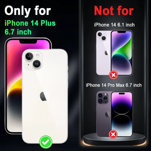 Miniatura 2 de Miqala Funda compatible con iPhone 14 Plus, que brilla en la oscuridad, tres capas, resistente, a prueba de golpes, de plástico duro, funda Amaranto