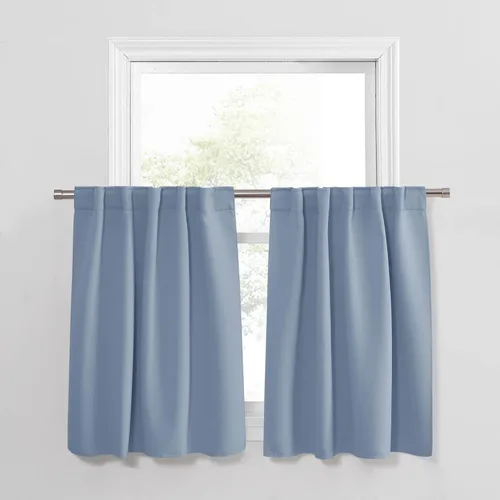 Miniatura 19 de PONY DANCE Cortinas cortas con aislamiento térmico para ventana pequeña, para guardería, baño, cocina, lavandería, caravana, sótano, 29 pulgadas