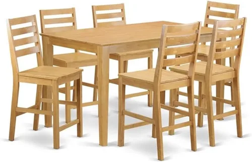 Miniatura 6 de East West Furniture CACF5H-OAK-C - Juego de comedor de 5 piezas de altura de mostrador, incluye una mesa de cocina rectangular y 4 sillas de comedor