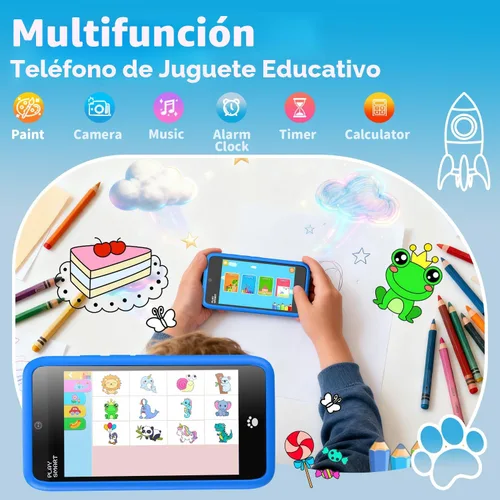 Miniatura 3 de MOMILLA Teléfono inteligente de juguetes para niños, pantalla táctil de 3.97 pulgadas, 16 GB, cámaras duales con más de 45 calcomanías, más de 210